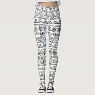 white&black tribal aztec pattern leggings