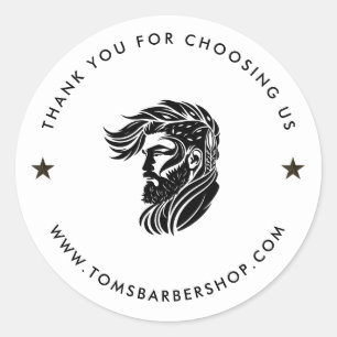 White Black Typography Custom Logo Classic Round Sticker
