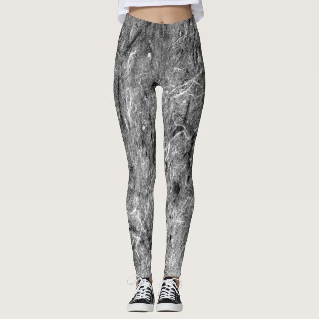 white black unique print cool Leggings (Front)