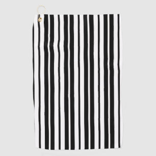 White Black Vertical Stripes Pattern Design Golf Towel