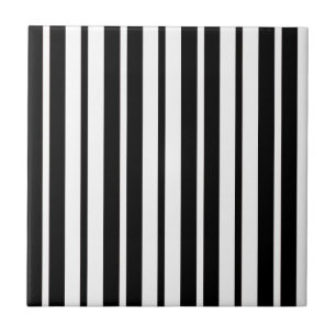 White Black Vertical Stripes Pattern Design Tile