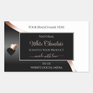 White Black Wavy Rose Gold Hearts Product Labels