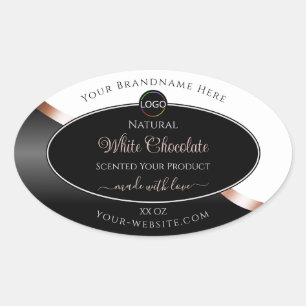 White Black Wavy Rose Gold with Logo Product Label