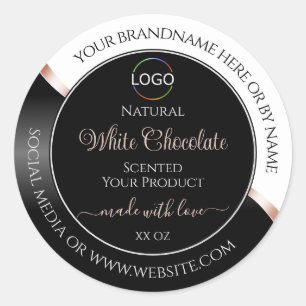White Black Wavy Rose Gold with Logo Product Label