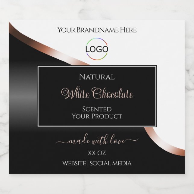 White Black Wavy Rose Gold with Logo Product Label (Single Label)