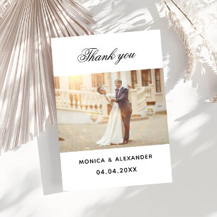 White black wedding photo thank you card