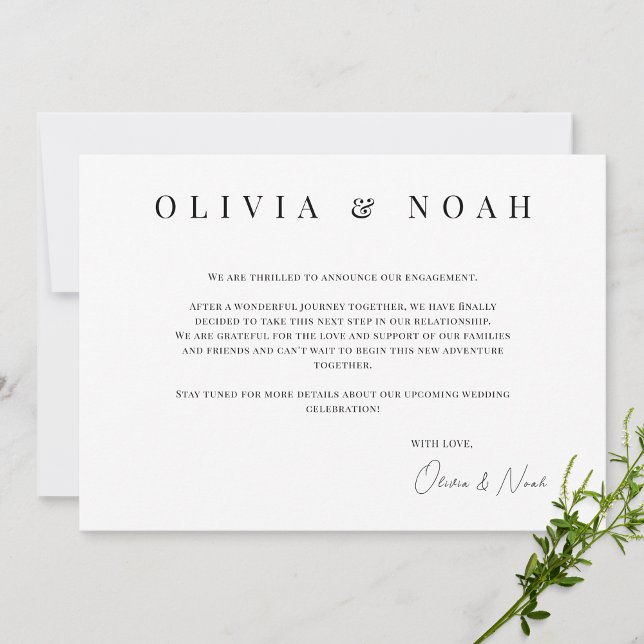White & Black We're Engaged Announcement Card (Creator Uploaded)