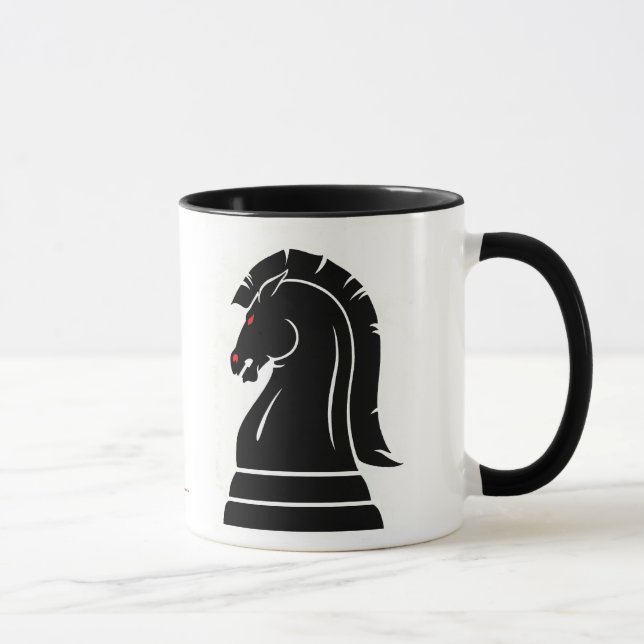 White & Black Wild Knights Chess Piece Mug (Right)