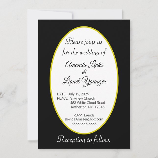 White & Black Window Wedding Invitation (Front)