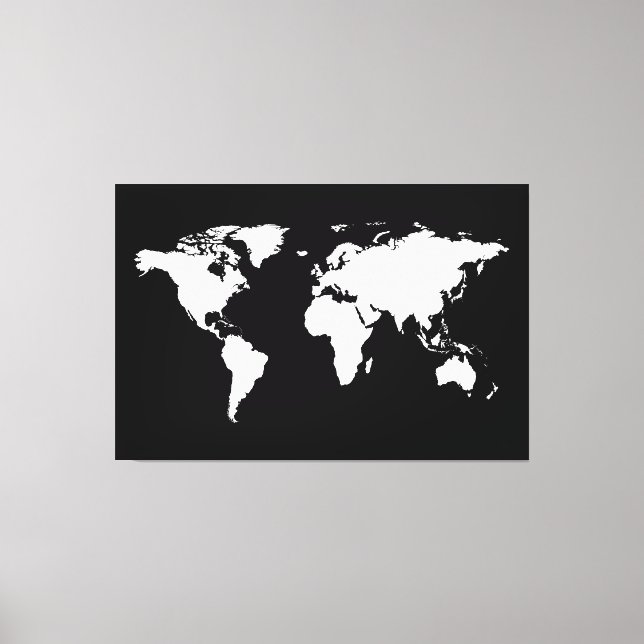 white black world map canvas print (Front)