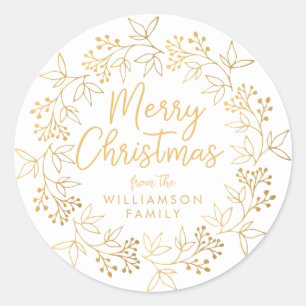 White Black Wreath Christmas Card Envelope Seal