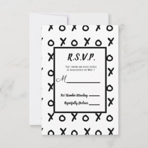White & Black X O XO X&O's Trendy RSVP Reply Card