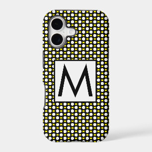 White Black Yellow Polka Dots Initial Letter