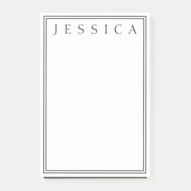 White & Black | Your Name Post-it Notes (Front)