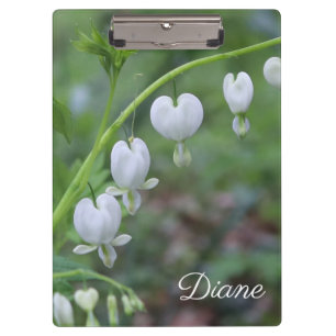 White Bleeding Hearts Floral Personalized  Clipboard