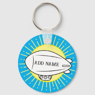 White Blimp Balloon Custom Keychain