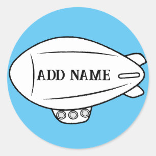 White Blimp Balloon In Blue Sky Custom Sticker