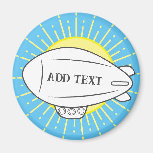White Blimp Balloon In Sunny Sky Custom Magnet
