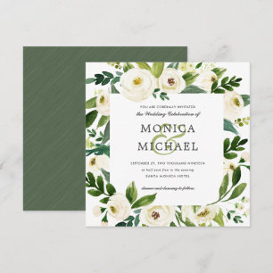 White Bloom Floral Botanical Wedding Invitation