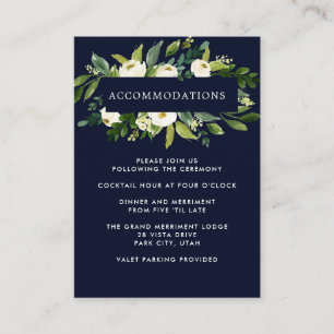 White Bloom    WEDDING Hotel details Accommodation Enclosure Card