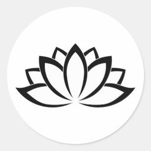 White Blooming Lotus Flower symbol Classic Round Sticker