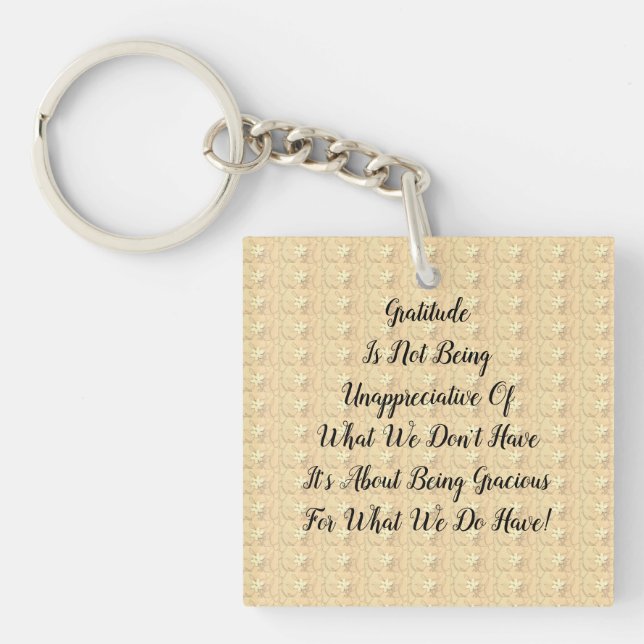 White Blossom Abstract Gratitude  Keychain (Front)