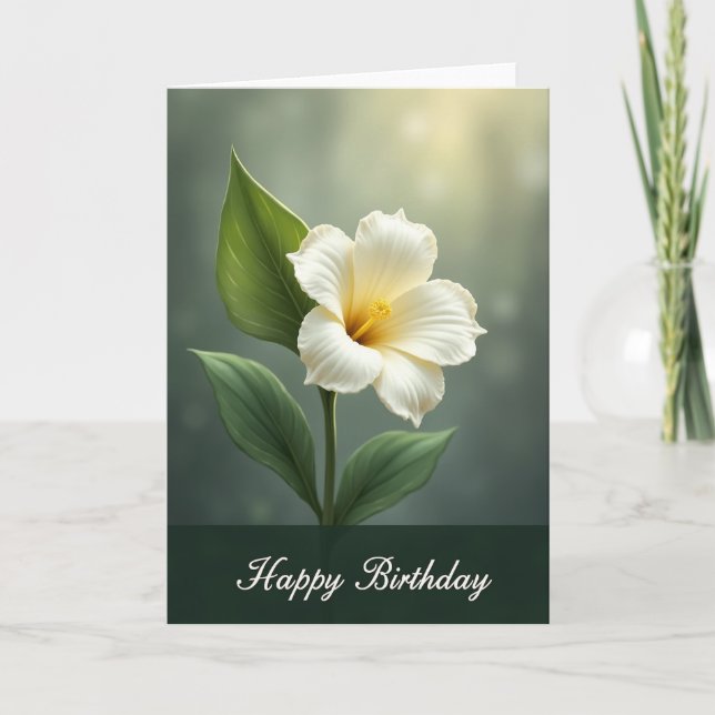 White Blossom Birthday Card (Front)