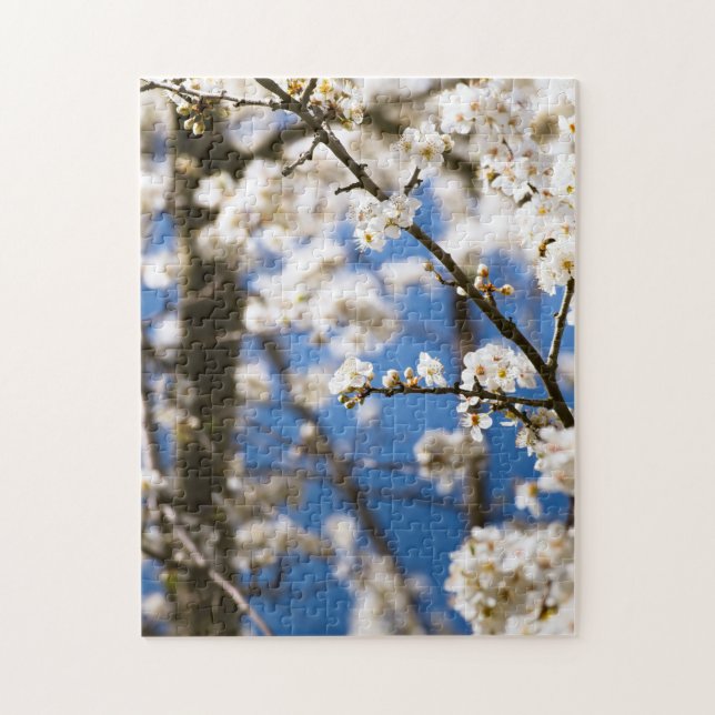 White Blossom blue sky background Jigsaw Puzzle (Vertical)