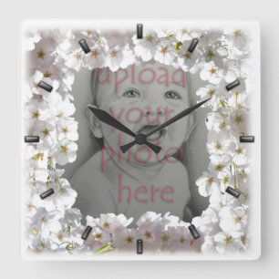 White Blossom Clock Cherry Blossoms Wall Clocks