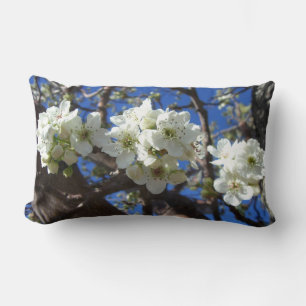 White Blossom Clusters Spring Flowering Pear Tree Lumbar Pillow