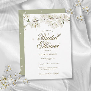 White Blossom Floral Bridal Shower Invitation