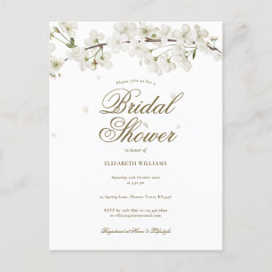 White Blossom Floral Bridal Shower Invitation