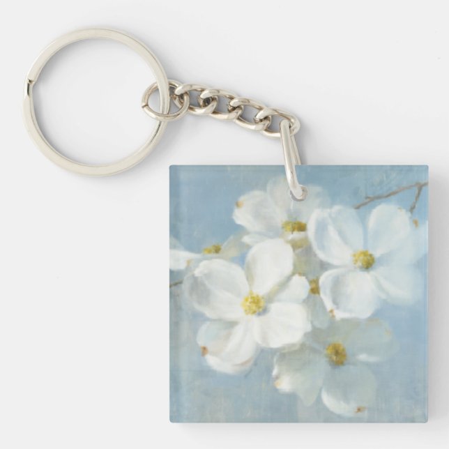 White Blossom Panel Keychain (Front)
