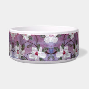 White Blossom Print A Purple Fancy Pet Bowl