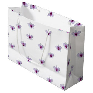 White Blossom Purple Centre Large Gift Bag