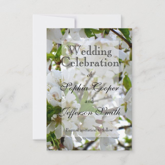 White Blossom Save The Date (Front)