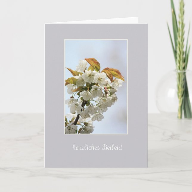 white blossom sympathy card german (Front)