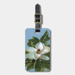 White Blossoming Magnolia Luggage Tag