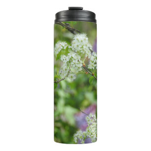 White Blossoms and Purple Lilacs Thermal Tumbler