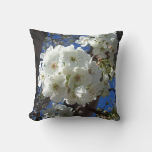 White Blossoms I Ornamental Pear Tree Throw Pillow