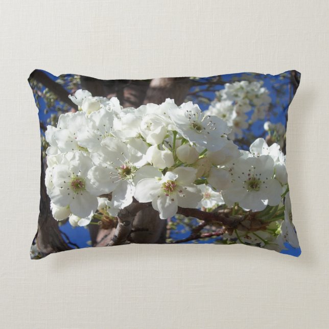 White Blossoms II Spring Flowering Tree Accent Pillow (Front)