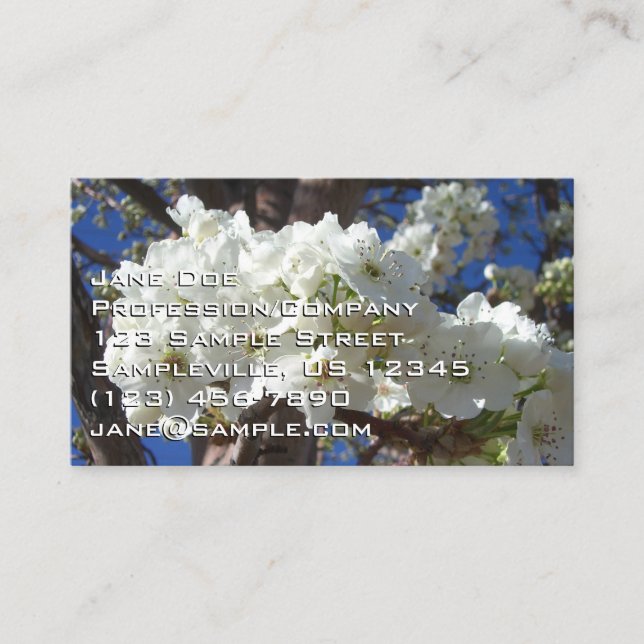 White Blossoms II Spring Flowering Tree Business Card (Front)