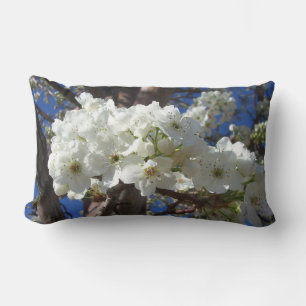 White Blossoms II Spring Flowering Tree Lumbar Pillow