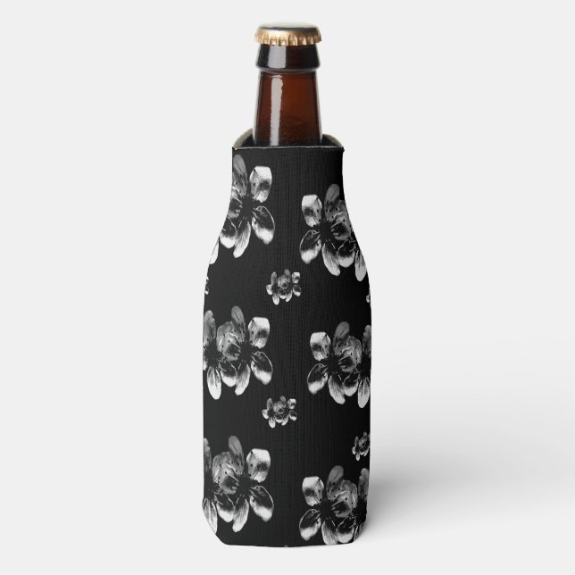 White Blossoms On Black, Bottle Cooler (Bottle Front)