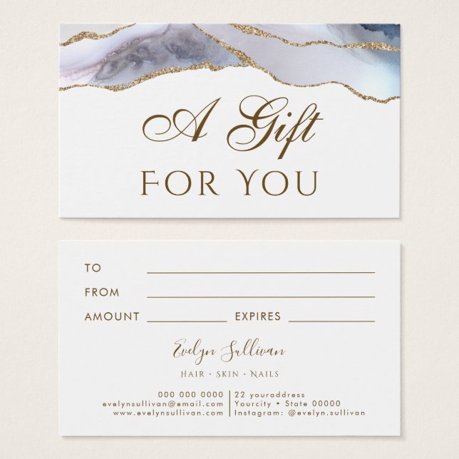 White Blue Agate Gift Card (Front & Back)