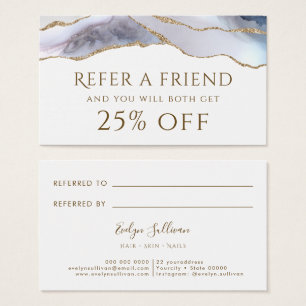 White Blue Agate Referral Card