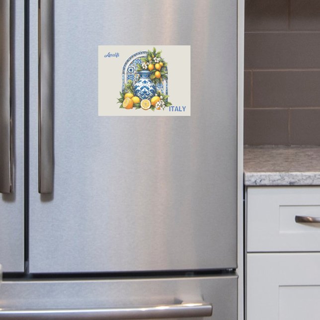 White Blue Amalfi Ceramic Lemons Italy Magnetic  (Creator Uploaded)