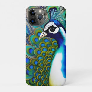 White blue and Green Piebald Peacock  iPhone 11 Pro Case