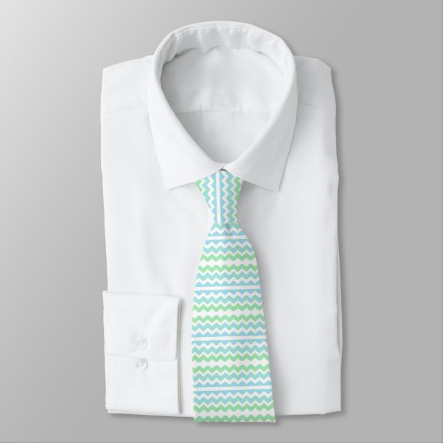 White Blue and Green Tie (Tied)