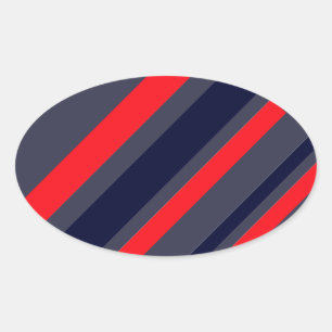 White, Blue And Red Stripes Oval Sticker